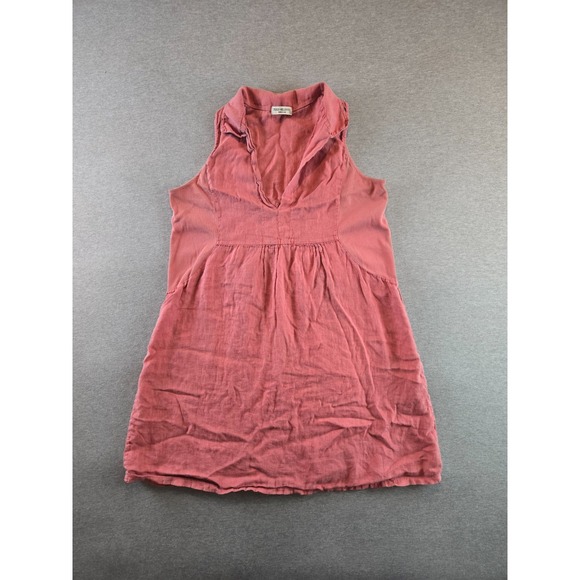 Terzo Millennio Italy Dress Women's Large Coral Pink Linen Collared Sleeveless - Picture 1 of 9